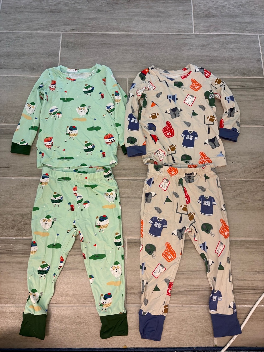 Angel Dear Bamboo Pajamas Bundle of 2 Pack Golf Football 12-18M
